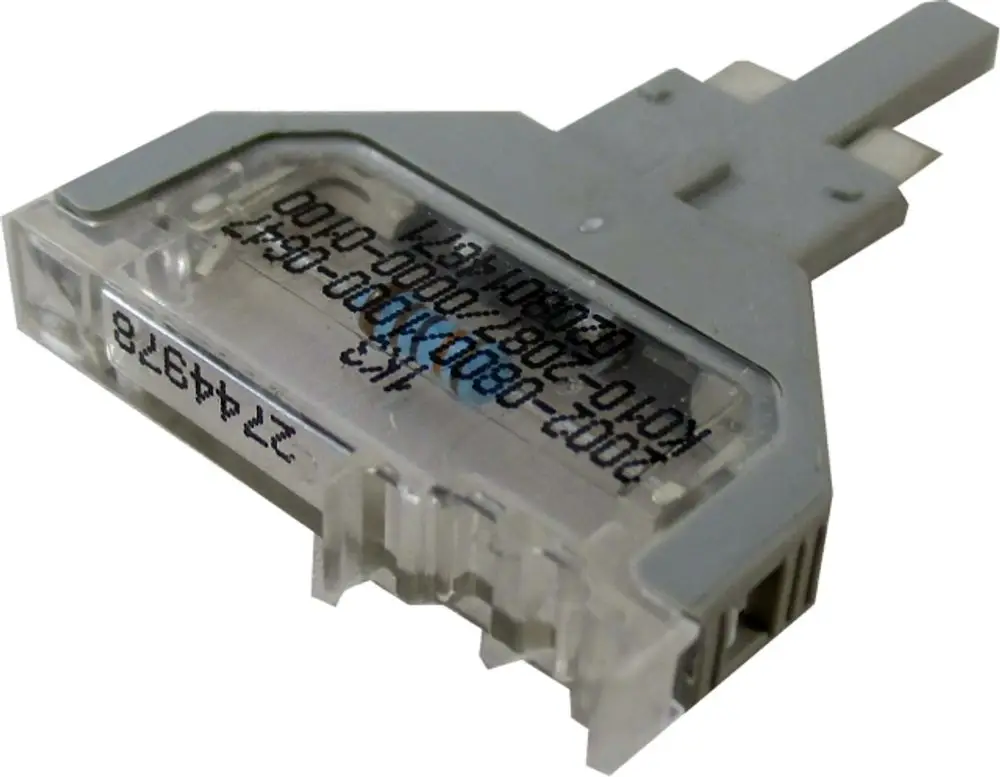 Wolf Parameterstecker in transparenter Ausführung mit Anschlussstück, geeignet für elektrische Geräte zur Stromversorgung.